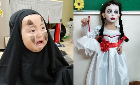 Chết cười với những 'con ma nhí' mùa Halloween - Ảnh 6. Đang làm ma mà cứ quên mất bổn phận của mình là đi "dọa" người