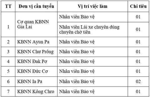 Kho bạc Nhà nước Gia Lai xét tuyển 9 nhân viên - Ảnh 1. Kho bạc Nhà nước Gia Lai xét tuyển 9 nhân viên - Ảnh 1.
