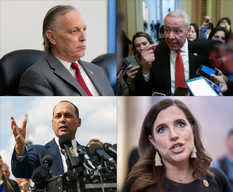 (Theo chiều kim đồng hồ) Các dân biểu Andy Biggs, Ken Buck, Bob Good và Nancy Mace - Ảnh: HILL (Theo chiều kim đồng hồ) Các dân biểu Andy Biggs, Ken Buck, Nancy Mace và Bob Good - Ảnh: HILL