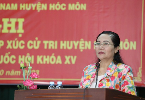 Chuyển huyện lên thành phố: Nông nghiệp vẫn là phần không thể thiếu để phát triển bền vững- Ảnh 1. Chủ tịch HĐND TP.HCM Nguyễn Thị Lệ chia sẻ tại buổi tiếp xúc - Ảnh: CTV