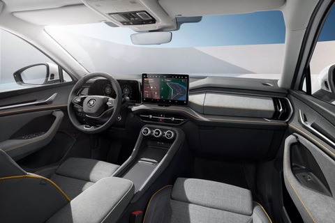 Skoda Kodiaq 2024 chào sân: Nội thất, công nghệ mới trong lớp áo cũ - Ảnh 4. Táp lô Skoda Kodiaq mang phong cách tối giản, gọn gàng và hiện đại - Ảnh: Skoda