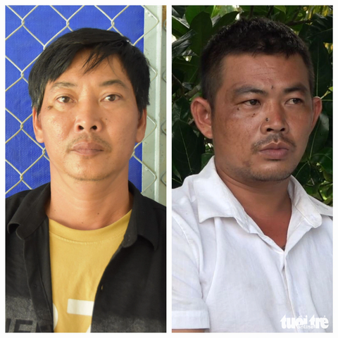 Bắt nhóm chuyên trộm mai vàng có trị giá hàng tỉ đồng - Ảnh 1. Hai nghi phạm liên quan đến nhiều vụ trộm cây cảnh có giá trị lên đến hàng tỉ đồng - Sang (trái) và Rô tại cơ quan công an - Ảnh: Công an Tiền Giang