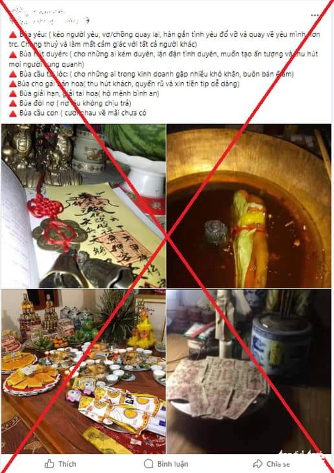 Làm việc nam thanh niên rao bán 'bùa ngải' công khai trên mạng facebook - Ảnh 3. Nội dung rao bán "bùa ngải" được đăng trên Facebook - Ảnh: A.X.