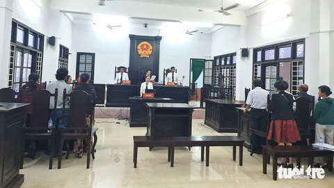 Dắt nhau ra tòa tranh nuôi mẹ - Ảnh 1. Quang cảnh phiên xử giành quyền nuôi mẹ chưa từng có trong lịch sử ngành tòa án tỉnh Quảng Ngãi - Ảnh: TRẦN MAI