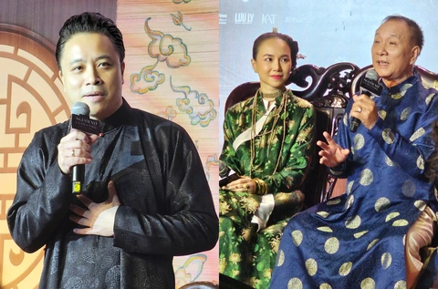 Đạo diễn Victor Vũ (trái), vợ anh là diễn viên Đinh Ngọc Diệp và tác giả Hồng Thái - bố vợ của Victor Vũ - Ảnh: MI LY Đạo diễn Victor Vũ (trái), vợ anh là diễn viên Đinh Ngọc Diệp và tác giả Hồng Thái - bố vợ của Victor Vũ - Ảnh: MI LY
