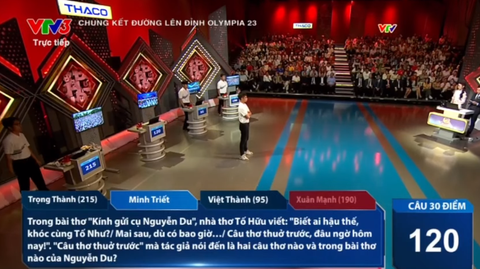 Tranh cãi nảy lửa ở phần về đích chung kết Olympia - Ảnh 3. Câu hỏi về lĩnh vực văn học gây tranh cãi - Ảnh: CHỤP MÀN HÌNH