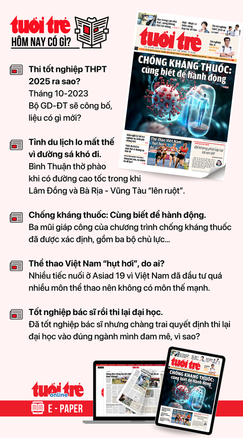 Tin tức sáng 10-10: 100% cơ sở khám chữa bệnh bảo hiểm y tế bằng CCCD gắn chip - Ảnh 7. Tin tức chính trên Tuổi Trẻ nhật báo hôm nay 10-10. Để đọc Tuổi Trẻ báo in phiên bản E-paper, mời bạn đăng ký Tuổi Trẻ Sao TẠI ĐÂY