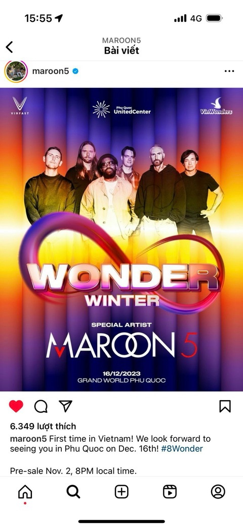 Công bố giá vé nhạc hội 8Wonder - nơi Maroon 5 hẹn gặp fan - Ảnh 2. 8Wonder đưa tên Việt Nam lên “bản đồ lưu diễn” của các siêu sao âm nhạc thế giới - Ảnh: Đ.H