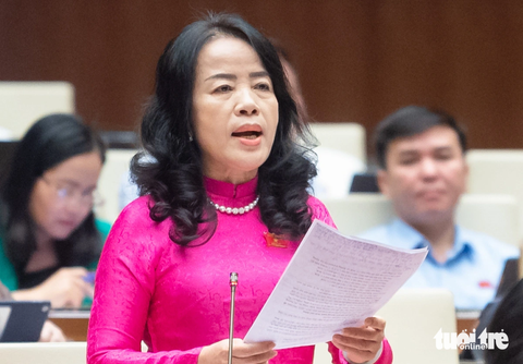 Đại biểu tranh luận sách giáo khoa: Không thể bắt ngày nay giống ngày xưa được - Ảnh 1. Đại biểu Nguyễn Thị Kim Thúy - Ảnh: GIA HÂN