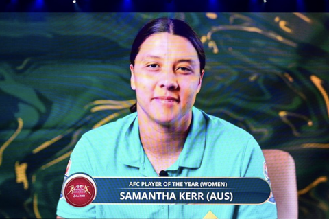 Lebanon vượt qua Việt Nam giành giải Kim Cương của AFC năm 2023 - Ảnh 3. Nữ tuyển thủ Úc Samantha Kerr đoạt danh hiệu "Cầu thủ nữ xuất sắc nhất" - Ảnh: AFC