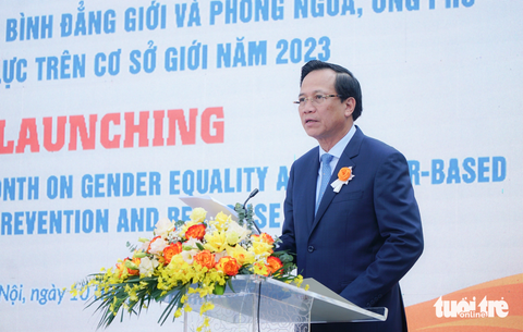 Ông Đào Ngọc Dung, Bộ trưởng Bộ Lao động - thương binh và xã hội , phát biểu tại lễ phát động - Ảnh: NGUYỄN HIỀN Ông Đào Ngọc Dung - bộ trưởng Bộ Lao động - Thương binh và Xã hội - phát biểu tại lễ phát động - Ảnh: NGUYỄN HIỀN