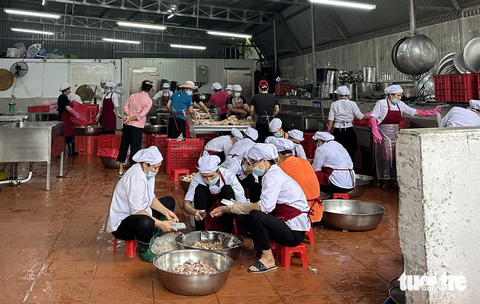 Khu tiếp nhận thực phẩm tại bếp ăn Trường TH-THCS-THPT Victory - Ảnh: THẾ THẾ Khu tiếp nhận thực phẩm tại bếp ăn Trường TH-THCS-THPT Victory - Ảnh: THẾ THẾ