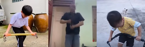Thử thách bẻ đồ long đao tràn lan trên mạng xã hội - Ảnh: Chụp màn hình Thử thách bẻ đồ long đao tràn lan trên mạng xã hội - Ảnh: Chụp màn hình
