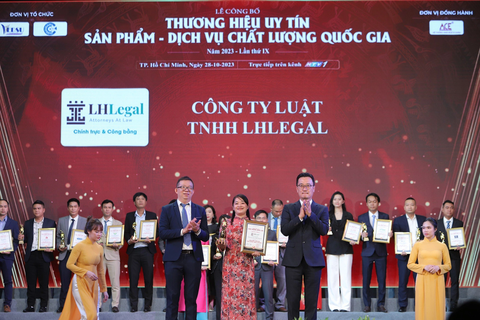 Công ty luật LHLegal đạt giải thưởng ‘Dịch vụ - chất lượng quốc gia 2023 - Ảnh 1. Công ty luật LHLegal đạt giải thưởng ‘Dịch vụ - chất lượng quốc gia 2023 - Ảnh 1.