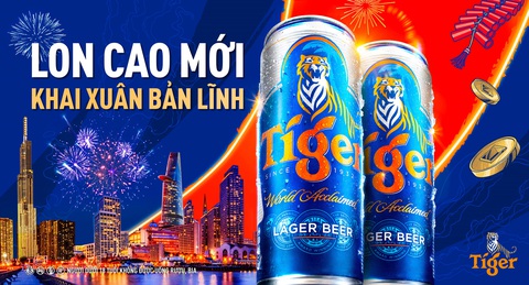 Tiger Beer gửi lời chúc ‘khai xuân bản lĩnh’ với sản phẩm lon cao mới - Ảnh 1. Tiger Beer gây ấn tượng với NTD bằng sản phẩm Tiger lon cao trong bao bì Tết sang trọng bắt mắt