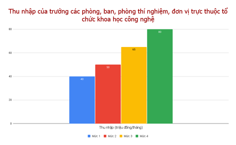 Điều kiện nào để lãnh đạo khoa học tại TP.HCM hưởng thu nhập 120 triệu đồng/tháng? - Ảnh 3. 4 mức thu nhập của trưởng phòng trực thuộc các tổ chức khoa học, công nghệ do TP.HCM thành lập - Đồ họa: TRỌNG NHÂN