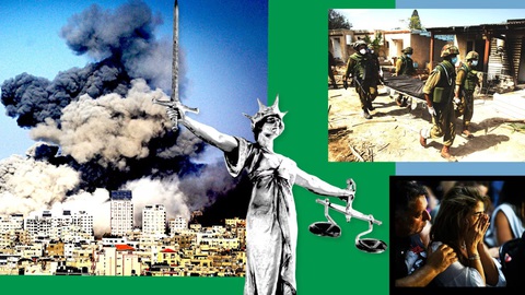 'Lá chắn sống' là gì và tại sao Israel dùng thuật ngữ này ở Gaza? - Ảnh 1. Kể từ hôm 7-10 đến nay, cuộc xung đột Israel - Hamas đã khiến hơn 12.000 người chết, gồm ít nhất 1.200 người ở Israel và hơn 11.000 người Palestine ở Dải Gaza. Báo Financial Times đăng bức ảnh này với dòng chú thích: "Cuộc xung đột này đặt ra câu hỏi về việc áp dụng luật nào và mức độ liên quan của chúng" - Ảnh: FINANCIAL TIMES