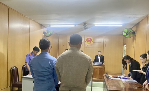 Hai Việt kiều Úc đánh cảnh sát khu vực lãnh 6 tháng tù - Ảnh 1. Hai bị cáo nghe hội đồng xét xử tuyên án - Ảnh: T.M.