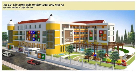 Đề án xây dựng 4.500 phòng học mới: Hoàn thành năm 2025 - Ảnh 1. Phối cảnh Trường mầm non Sơn Ca sẽ được khởi công xây dựng tháng 12-2023 tại P.6, Q.Tân Bình, TP.HCM