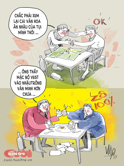 Chấn hưng văn hóa... nhậu - Ảnh 1. Bợm nhậu nghĩ cách chấn hưng văn hóa... nhậu - Tranh: Viiip