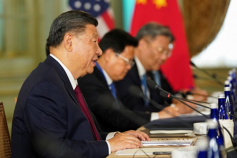 Ông Tập phát biểu trong buổi hội đàm ngày 15-11 - Ảnh: REUTERS Ông Tập phát biểu trong buổi hội đàm ngày 15-11 - Ảnh: REUTERS