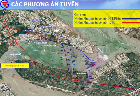 Đường dẫn cầu Cần Giờ đi sao, nhịp cầu chính ở đâu? - Ảnh 1. Nhóm các phương án tuyến theo báo cáo quy hoạch xây dựng cầu Cần Giờ