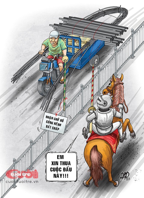 Ba gác thách đấu hiệp sĩ thời Trung Cổ - Ảnh 1. Ba gác thách đấu hiệp sĩ thời Trung cổ - Tranh biếm họa của DAD