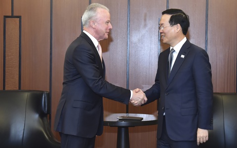 Chủ tịch nước Võ Văn Thưởng tiếp Chủ tịch Boeing toàn cầu Brendan Nelson - Ảnh TUẤN ANH Chủ tịch nước Võ Văn Thưởng tiếp Chủ tịch Boeing toàn cầu Brendan Nelson - Ảnh TUẤN ANH