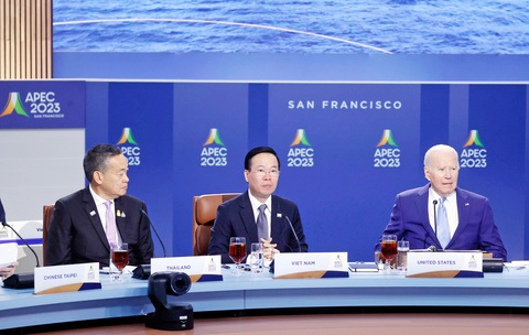 Chủ tịch nước dự đối thoại giữa các nhà lãnh đạo APEC với khách mời - Ảnh: TTXVN Chủ tịch nước Võ Văn Thưởng dự đối thoại giữa các nhà lãnh đạo APEC với khách mời - Ảnh: TTXVN