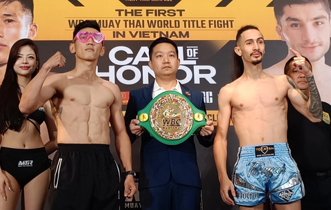 Minh Phát tranh đai WBC Muay Thai thế giới với võ sĩ Iran - Ảnh 3. Trận đấu giữa Huỳnh Hoàng Phi (trái) và El Amghari Ayoub hứa hẹn nảy lửa - Ảnh: T.P.