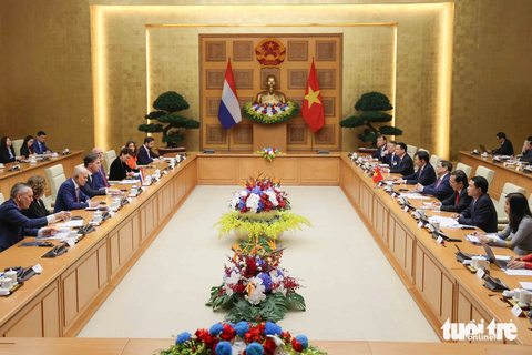 Thủ tướng Phạm Minh Chính đón Thủ tướng Hà Lan Mark Rutte - Ảnh 8. Toàn cảnh hội đàm giữa hai Thủ tướng - Ảnh: NGUYỄN KHÁNH