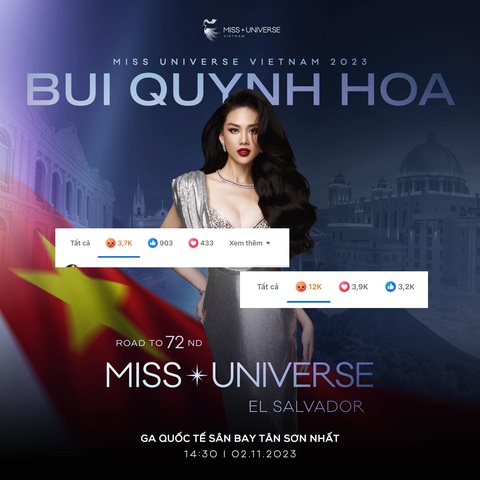 Bùi Quỳnh Hoa có nguy cơ 'out Top' Miss Universe dù chưa nhập cuộc - Ảnh 2. Bài đăng thông báo về hoạt động của tân hoa hậu Bùi Quỳnh Hoa trên fanpage Miss Universe Vietnam nhận lượt phẫn nộ khủng
