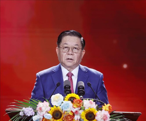 Chủ tịch nước Võ Văn Thưởng dự chương trình Hồ Chí Minh - Hành trình khát vọng 2023 - Ảnh 4. Ông Nguyễn Trọng Nghĩa, bí thư Trung ương Đảng, trưởng Ban Tuyên giáo Trung ương, phát biểu tại chương trình - Ảnh: Thống Nhất/TTXVN