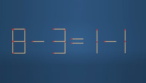 Thử tài IQ: Di chuyển một que diêm để 8-3=1-1 thành phép tính đúng - Ảnh 1.
