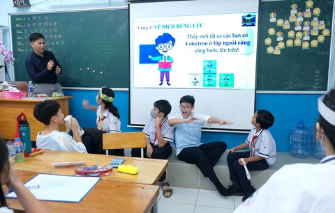 Tiết học sôi động của lớp 7/1 Trường THCS Nguyễn Du với thầy giáo Nguyễn Hoàng Cảnh - Ảnh: NGỌC PHƯỢNG Tiết học sôi động của lớp 7/1 Trường THCS Nguyễn Du với thầy giáo Nguyễn Hoàng Cảnh - Ảnh: NGỌC PHƯỢNG