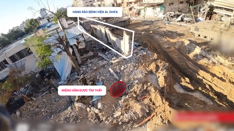 Ảnh chụp màn hình video được IDF đăng lên X cho thấy địa điểm tìm thấy đường hầm trong Bệnh viện Al Shifa Ảnh chụp màn hình video được IDF đăng lên X cho thấy địa điểm tìm thấy đường hầm trong Bệnh viện Al Shifa