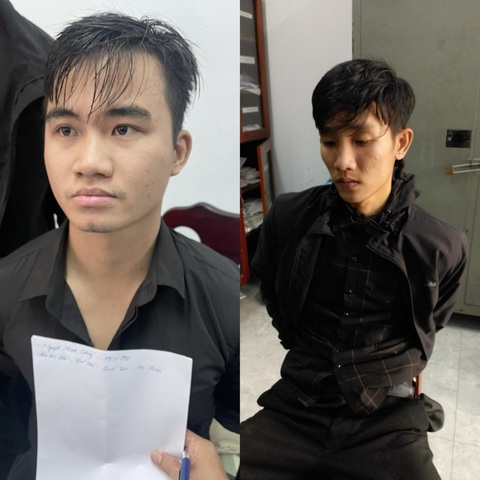Camera ghi lại cảnh hai nghi phạm cướp ngân hàng ở Đà Nẵng- Ảnh 1. Hai nghi phạm tại cơ quan công an - Ảnh: H.B.