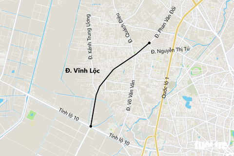 Kinh hãi xe container 'đẩy' xe máy chạy ngược chiều trên đường Vĩnh Lộc- Ảnh 7. Dự án nâng cấp, mở rộng đường Vĩnh Lộc thực hiện từ điểm giao với tỉnh lộ 10 (huyện Bình Chánh) đến ranh huyện Hóc Môn, dài hơn 7km