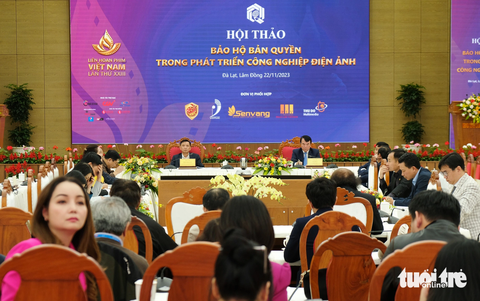 Hội thảo bản quyền trong phát triển công nghiệp điện ảnh có sự tham dự của Thứ trưởng Bộ Văn hóa, Thể thao và Du lịch Đoàn Văn Việt cùng các chuyên gia, đại biểu đến từ các cơ quan quản lý nhà nước về bản quyền - Ảnh: MẠNH HÀ Hội thảo bản quyền trong phát triển công nghiệp điện ảnh có sự tham dự của Thứ trưởng Bộ Văn hóa, Thể thao và Du lịch Đoàn Văn Việt cùng các chuyên gia, đại biểu đến từ các cơ quan quản lý nhà nước về bản quyền - Ảnh: ĐẬU DUNG