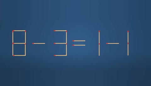 Thử tài IQ: Di chuyển một que diêm để 8-3=1-1 thành phép tính đúng- Ảnh 1.