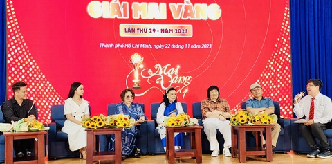 Các nghệ sĩ tham dự buổi chia sẻ về giải Mai Vàng 2023 - Ảnh: HOÀI PHƯƠNG Các nghệ sĩ tham dự buổi chia sẻ về giải Mai Vàng 2023