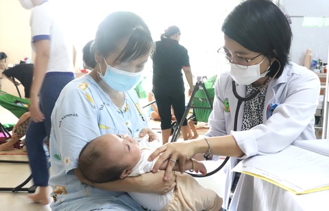 Bác sĩ khuyến cáo phụ huynh chú ý dấu hiệu thở ở trẻ để nhận mức độ bệnh nặng hay nhẹ - Ảnh: XUÂN MAI Bác sĩ khuyến cáo phụ huynh chú ý dấu hiệu thở ở trẻ để nhận mức độ bệnh nặng hay nhẹ - Ảnh: XUÂN MAI