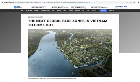 Thời báo hàng đầu Mỹ: Việt Nam xuất hiện vùng đất blue zones đầu tiên- Ảnh 1. Ecovillage Saigon River xuất hiện trên thời báo hàng đầu của Mỹ