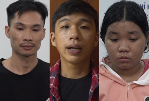 Báo động tình trạng lên mạng rủ nhau làm liều- Ảnh 2. Mỹ, Lợi và Tuyền (từ trái qua) bị bắt - Ảnh: Công an cung cấp