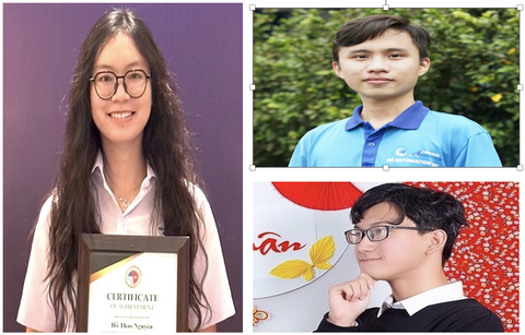 Ba sinh viên tốt nghiệp xuất sắc đoạt cúp toàn năng của Đại học Bách khoa- Ảnh 1. Ba sinh viên xuất sắc tốt nghiệp đợt tháng 11-2023 được Trường đại học Bách khoa (Đại học Quốc gia TP.HCM) trao tặng cúp toàn năng: Hồ Thảo Nguyên, Trương Công Thành (áo xanh) và Nguyễn Hoàng Trung - Ảnh: NHƯ QUỲNH