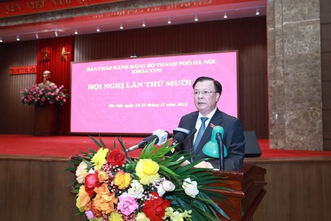 Hà Nội sẽ lấy phiếu tín nhiệm các lãnh đạo Thành ủy cuối năm 2023- Ảnh 3. Bí thư Thành ủy Hà Nội Đinh Tiến Dũng - Ảnh: NGUYỄN THÀNH