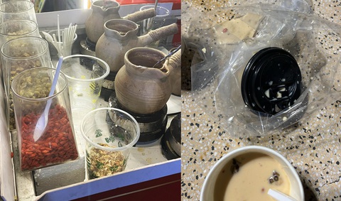 'Tới công chuyện' với trà sữa đất nung khi đông về- Ảnh 2. Trải nghiệm trà sữa đất nung không được trọn vẹn của Hồng Ân.