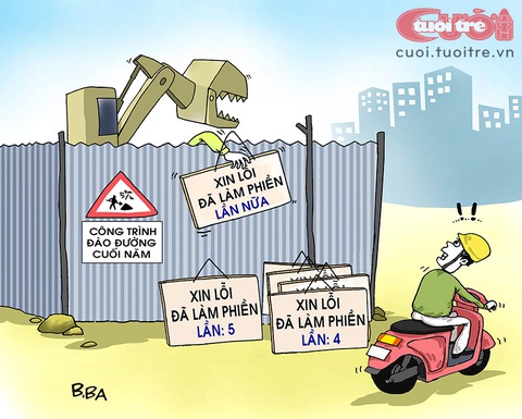 'Mùa đào đường' tràn ngập bảng 'Xin lỗi vì đã làm phiền'- Ảnh 1. 'Mùa đào đường' tràn ngập bảng 'Xin lỗi vì đã làm phiền'- Ảnh 1.