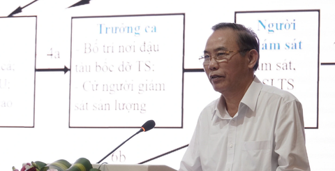 Xây dựng cảng cá 'xanh', hiện đại: còn nhiều khó khăn- Ảnh 3. Ông Phùng Đức Tiến - thứ trưởng Bộ Nông nghiệp và Phát triển nông thôn - chỉ đạo tại hội nghị - Ảnh: MINH CHIẾN