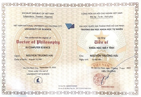 Tiến sĩ Trường đại học Khoa học tự nhiên (Đại học Quốc gia TP.HCM) xác nhận cái gọi là bằng tiến sĩ của ông Nguyễn Trường Hải là bằng giả